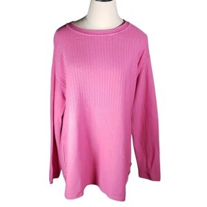 Bubblegum Pink Talbots Knit Tunic Office Vacay Travel Comfy Scoop Sweater Top L
